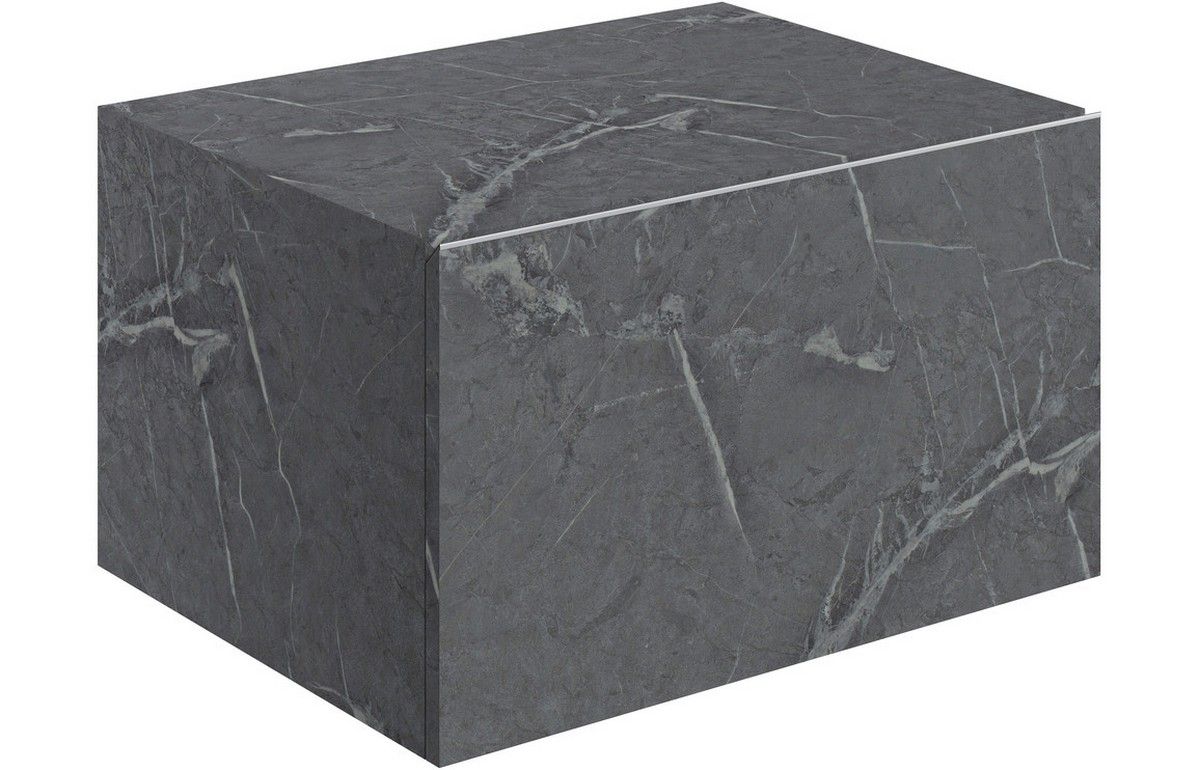 Float Wall Hung Storage Drawer 600mm - Grey Marble