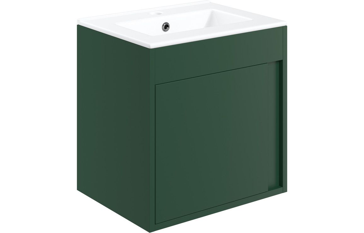 Farnham 510mm Floor Standing Unit (Basin Included) - Matt Conifer Green