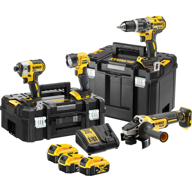 DeWalt DCK484M3T-GB 18V XR Brushless 4 Piece Kit 3 x 4.0Ah