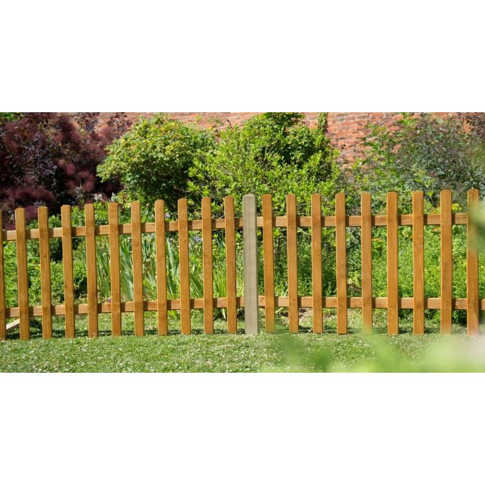 Forest Pale Picket Fence Panel 6ft x 3ft (1.83mtr x 0.9mtr) - Treated Golden Brown (Pack of 4)