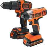 Black & Decker 18V Combi and Impact Driver Kit 2 x 1.5Ah