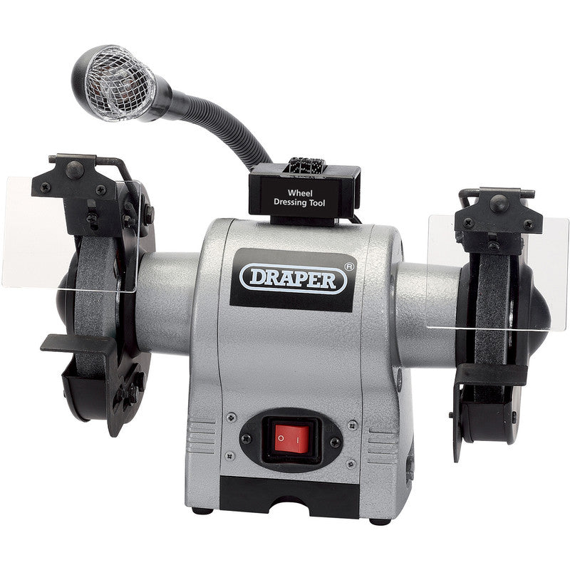 Draper 150mm 370W Heavy Duty Bench Grinder with Worklight 230V