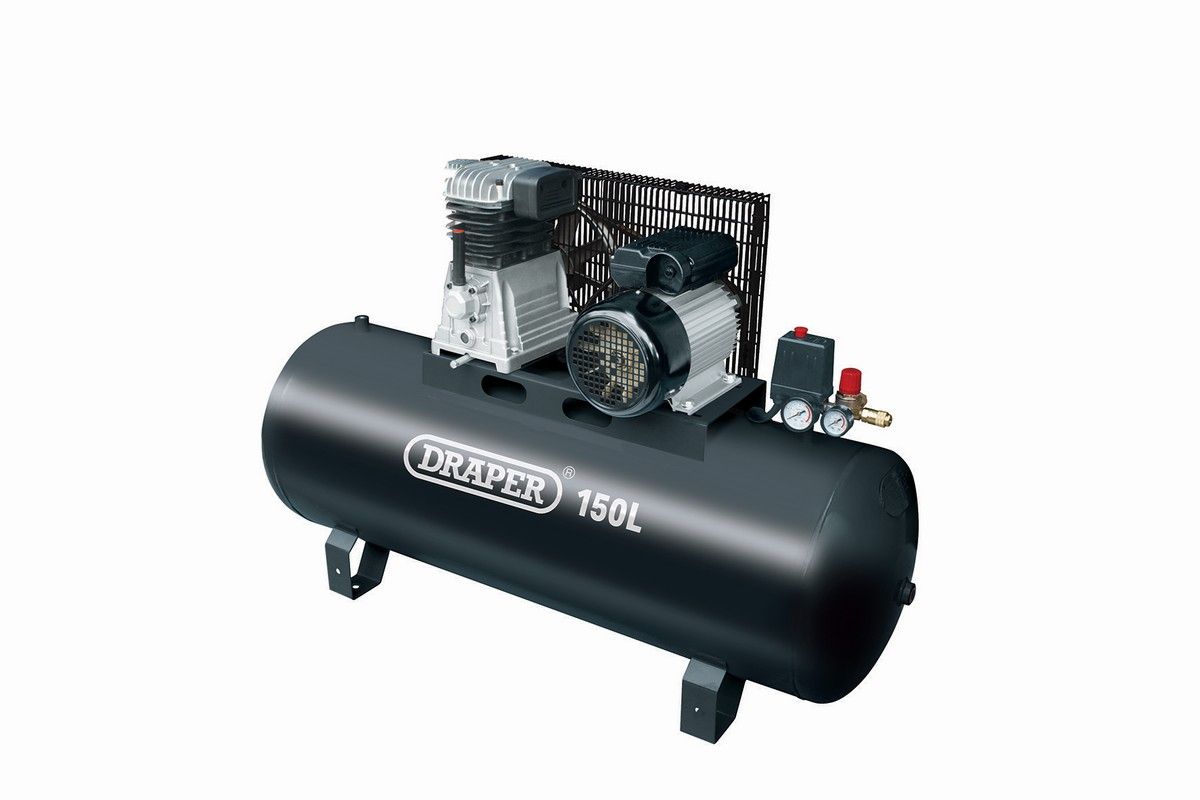 Draper Air Compressor - Belt Drive, 3HP, 150ltr