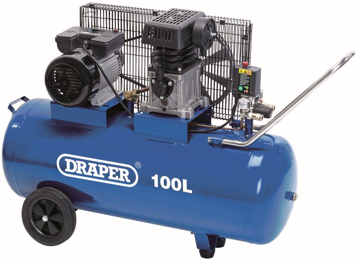 Draper Air Compressor - Belt Drive, 3HP, 100ltr, 230V