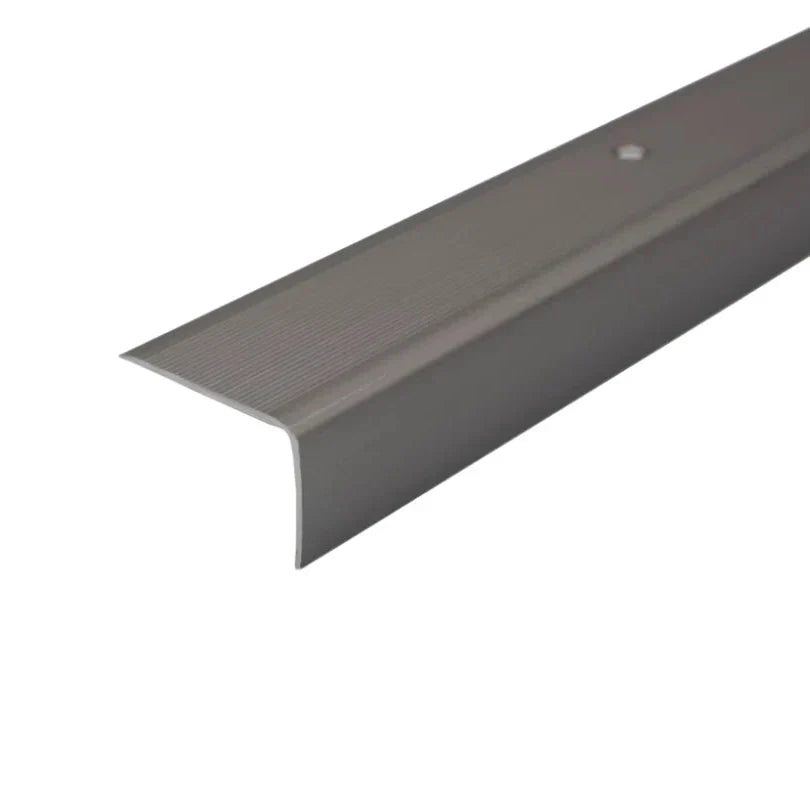 A42 41 x 26.6mm Anodised Aluminium Non Slip Ribbed Treads Stair Nosing Edge Trim Inox
