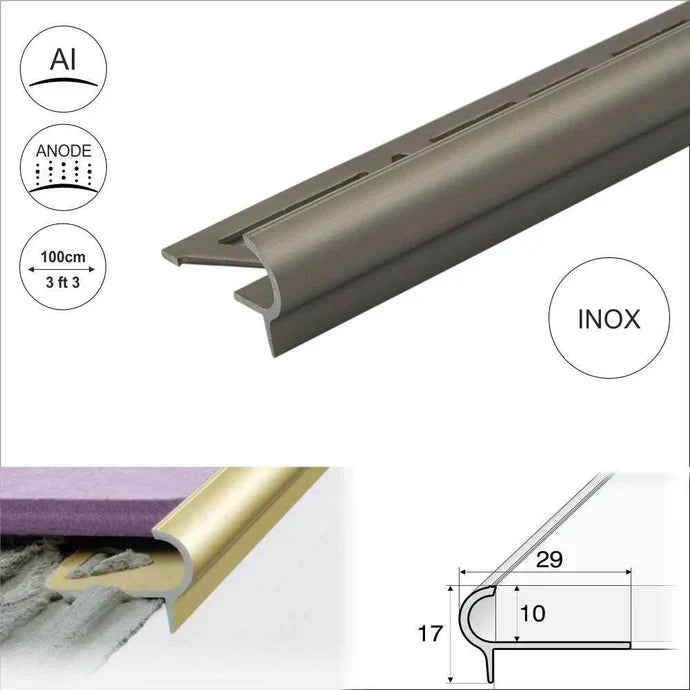 A80 29mm x 17mm x 10mm Stair Nosing Edge Trim Step Edging For Tiles