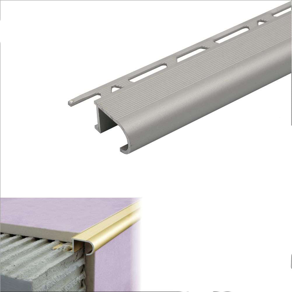 A81 Aluminium Stair Nosing Edge Trim – 34mm x 11mm x 10mm for Tiles Silver