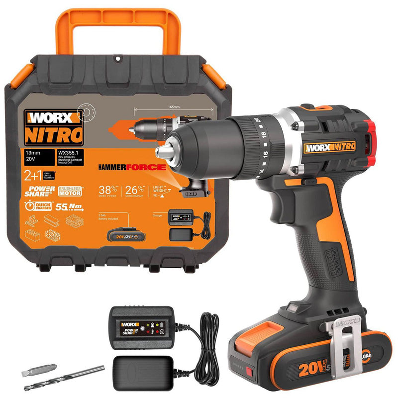 Worx Nitro Brushless Combi Drill 1 x 2.0Ah
