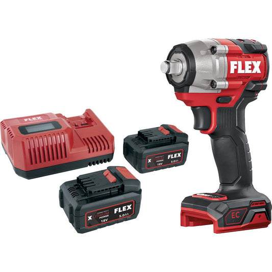 FLEX 18V Brushless 1/2" Compact Cordless Impact Wrench 2 x 5.0Ah