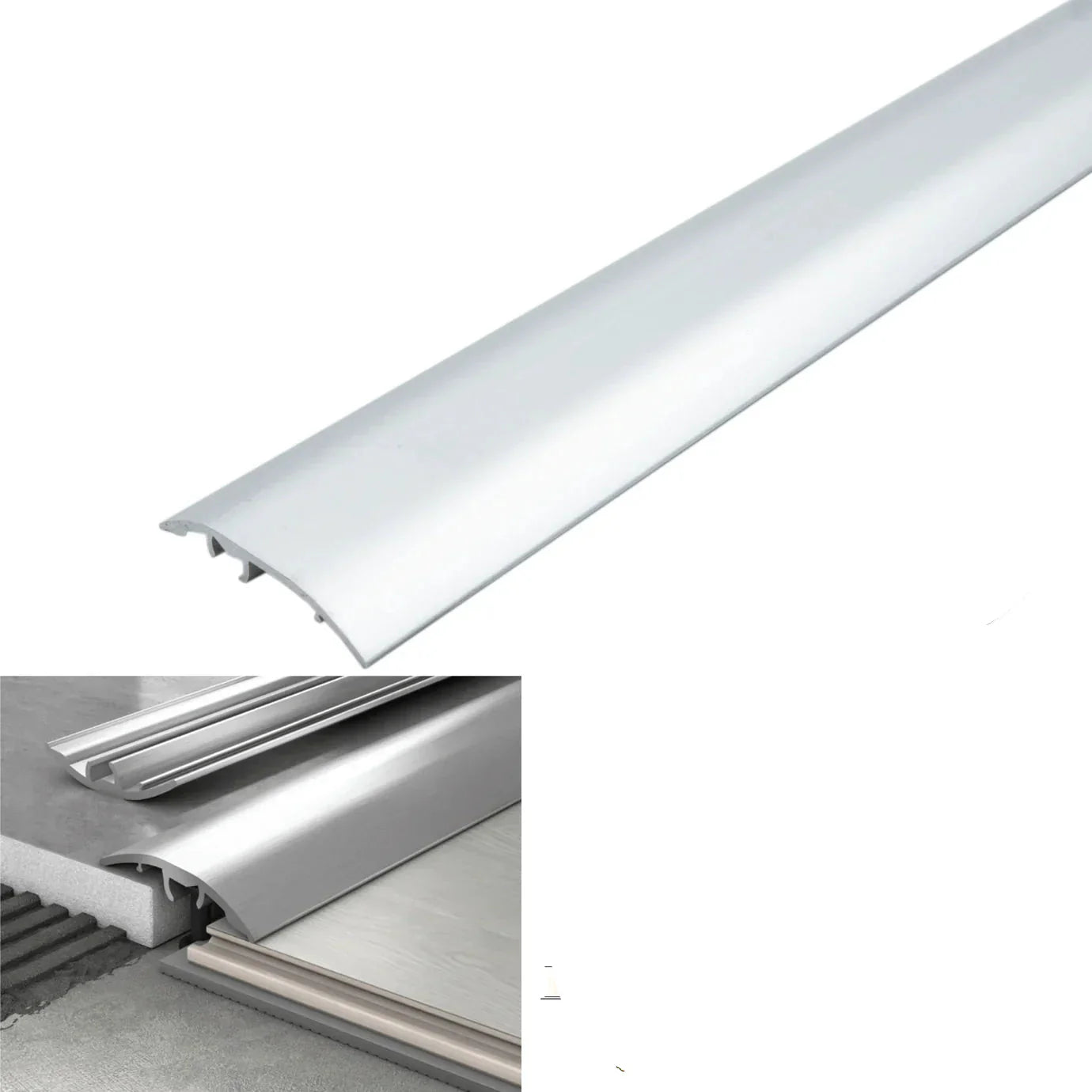 30mm Aluminium 4-in-1 Door Threshold & Floor Trim S30K Silver