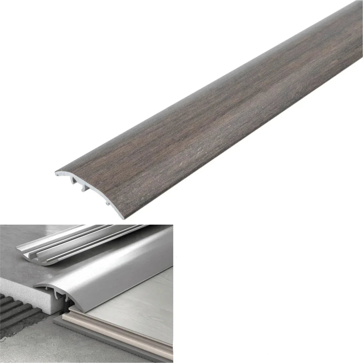 37mm Aluminium 4-in-1 Wood-Effect Door Threshold S16K 295 Burnt Walnut