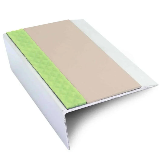 ASL16 66x32mm Aluminium Non Slip Stair Nosing Edge Trim With Pvc Insert Beige