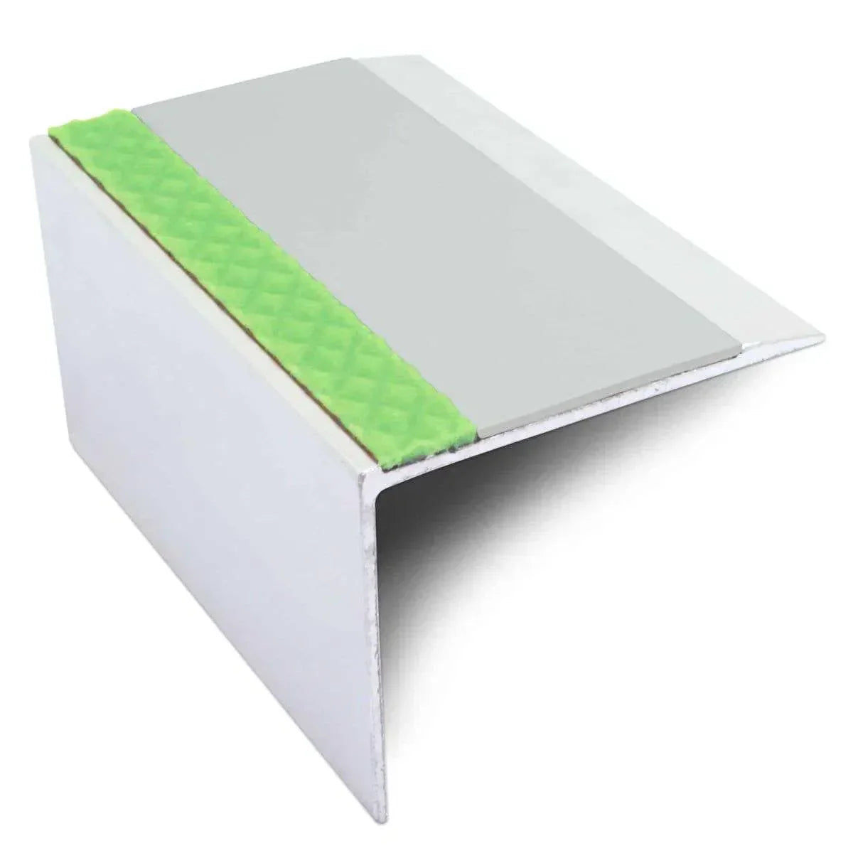 ASL21 67x55mm DDA Compliant Aluminium Non Slip Stair Nosing Edge Trim With Pvc Insert Ice Grey