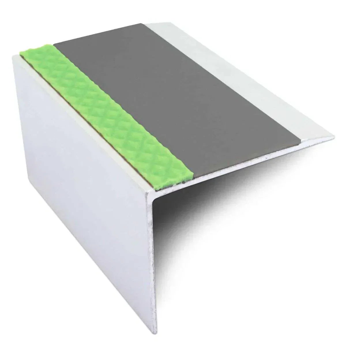 ASL21 67x55mm DDA Compliant Aluminium Non Slip Stair Nosing Edge Trim With Pvc Insert Midnight Grey