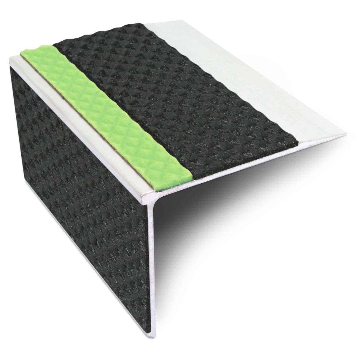 ASL27 75x58mm Tredsafe DDA Compliant Aluminium Non Slip Stair Nosing – Straight With Pvc Insert Black Tredsafe