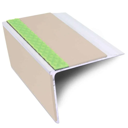 ASL28 75x58mm DDA Compliant Straight Aluminium Non Slip Stair Nosing Edge Trim With PVC Insert Beige