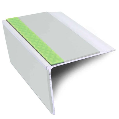 ASL28 75x58mm DDA Compliant Straight Aluminium Non Slip Stair Nosing Edge Trim With PVC Insert Ice Grey