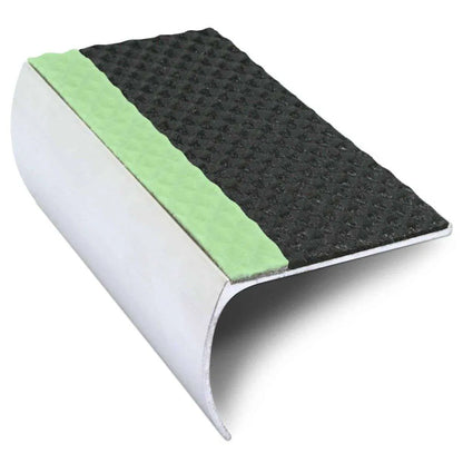 ASL03 Tredsafe 57x40mm Aluminium Non Slip Stair Nosing Edge Trim With Pvc Insert Black Tredsafe