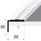 Aluminium Stair Nosing 25x20mm Anti-Slip Edge Trim S02