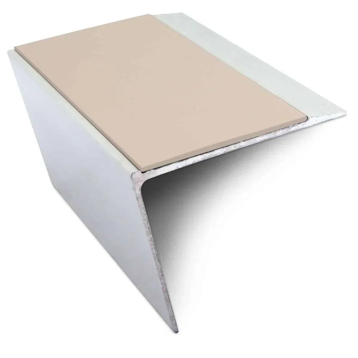 NSL26 Aluminium DDA Compliant Stair Nosing 67 x 55mm with Anti-Slip PVC Insert Beige