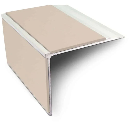 NSL27 DDA Compliant Aluminium Stair Nosing 75x58mm – Non Slip Edge Trim with PVC Insert Beige