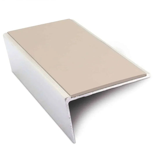 NSL02 57 x 32mm Aluminium Non Slip Stair Nosing Rakeback Edge Trim With Pvc Insert Beige