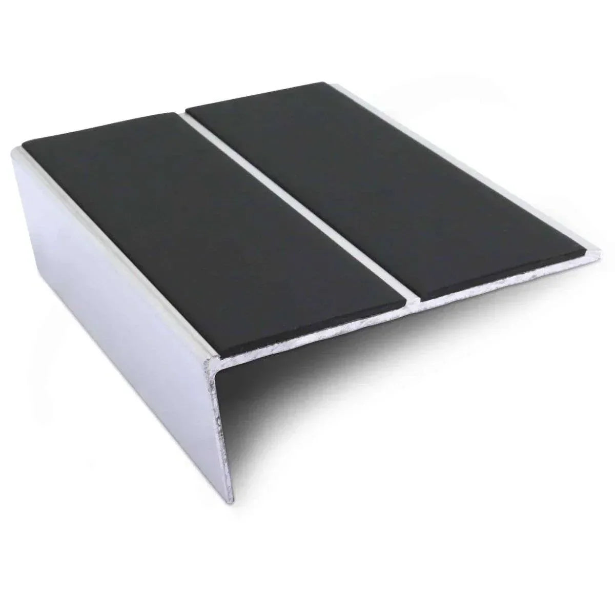 NSL10 85 x 32mm Aluminium Non Slip Stair Nosing Edge Trim With Pvc Insert Black