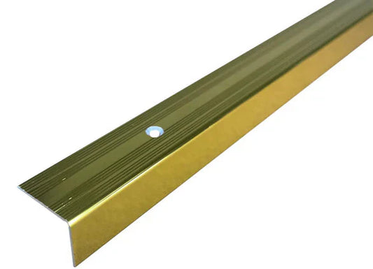 Aluminium Stair Nosing 25x20mm Anti-Slip Edge Trim S02 Brass Effect
