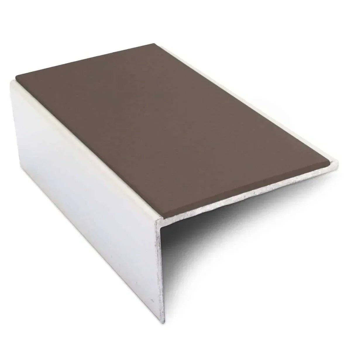 NSL01 56 x 32mm Aluminium Non Slip Stair Nosing Edge Trim With Pvc Insert Brown