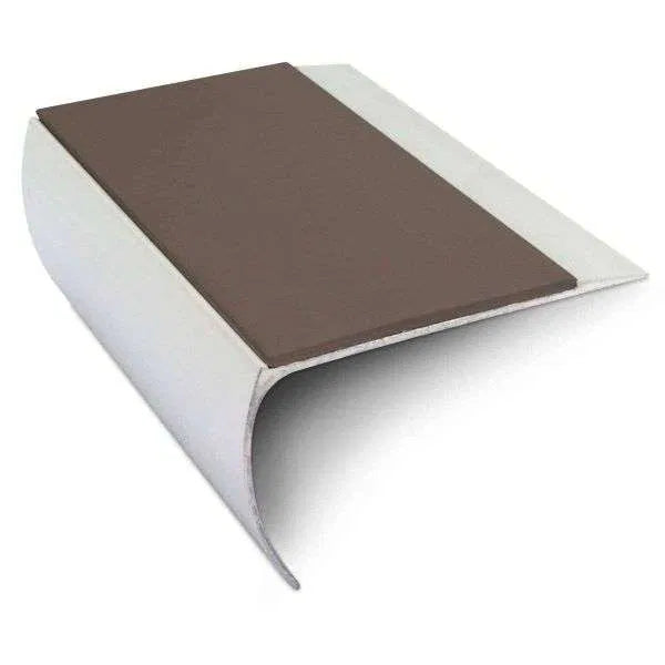 NSL25 69 x 40mm Aluminium Stair Nosing with PVC Anti-Slip Insert Brown