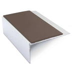 NSL15 66 x 32mm Aluminium Stair Edge Trim with PVC Anti-Slip Insert Brown Genesis