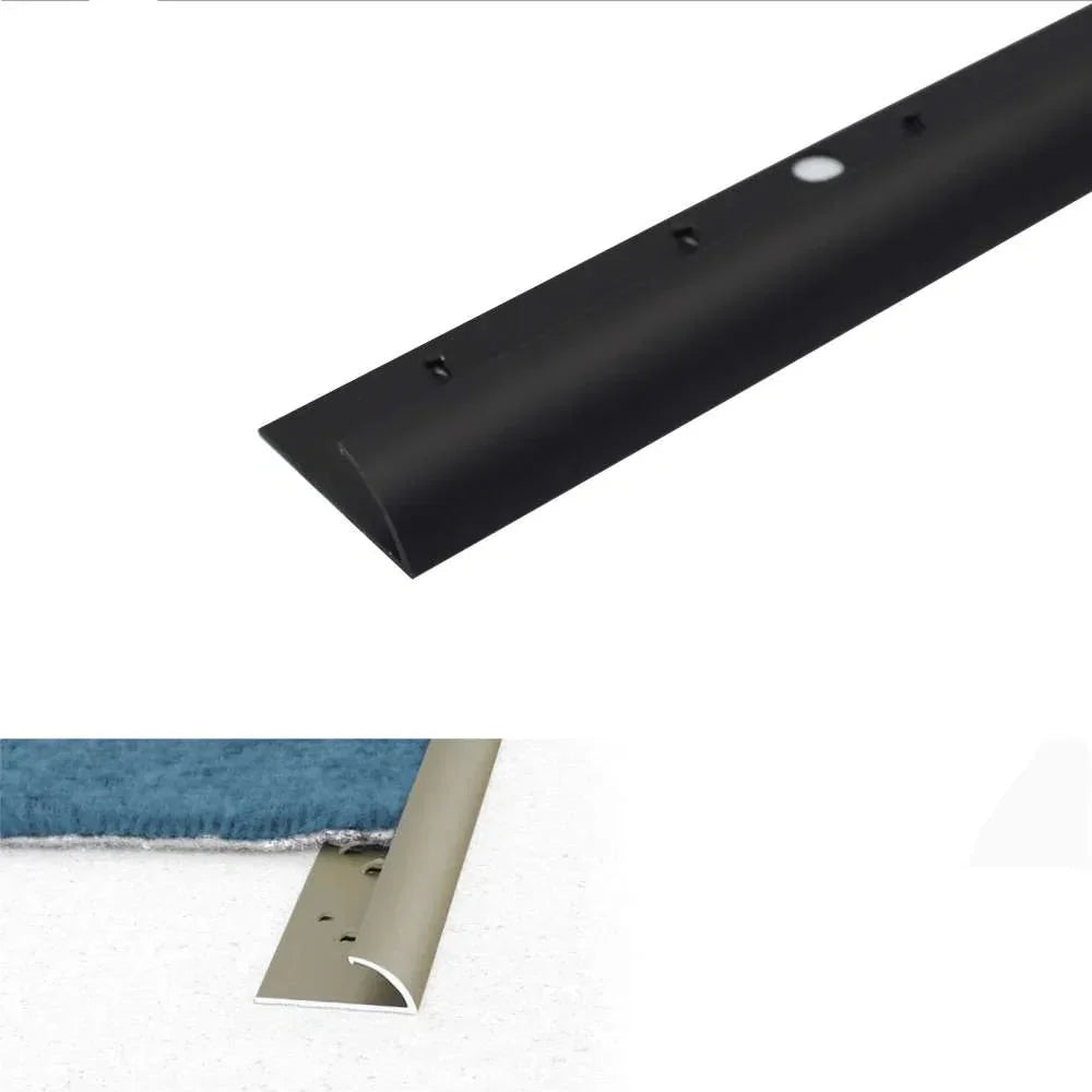 C07 10mm Aluminium Carpet Edge Trim – Anodised Finish Black 1.0m 1000mm x 10mm