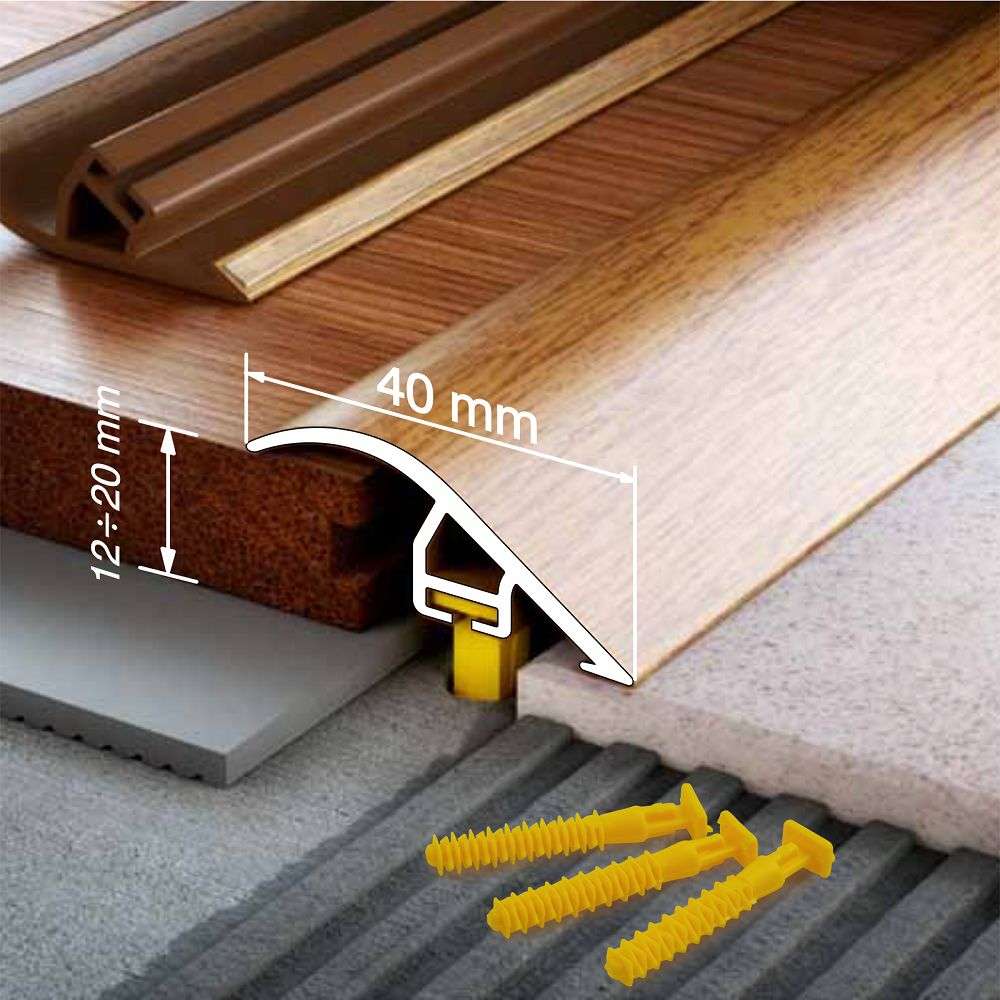 C40 PVC 40mm Wood-Effect Door Threshold Ramp Profile