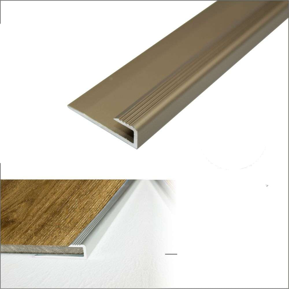 C63 Anodised Aluminium LVT U-Shape Edging Profile – 5mm Flooring Champagne