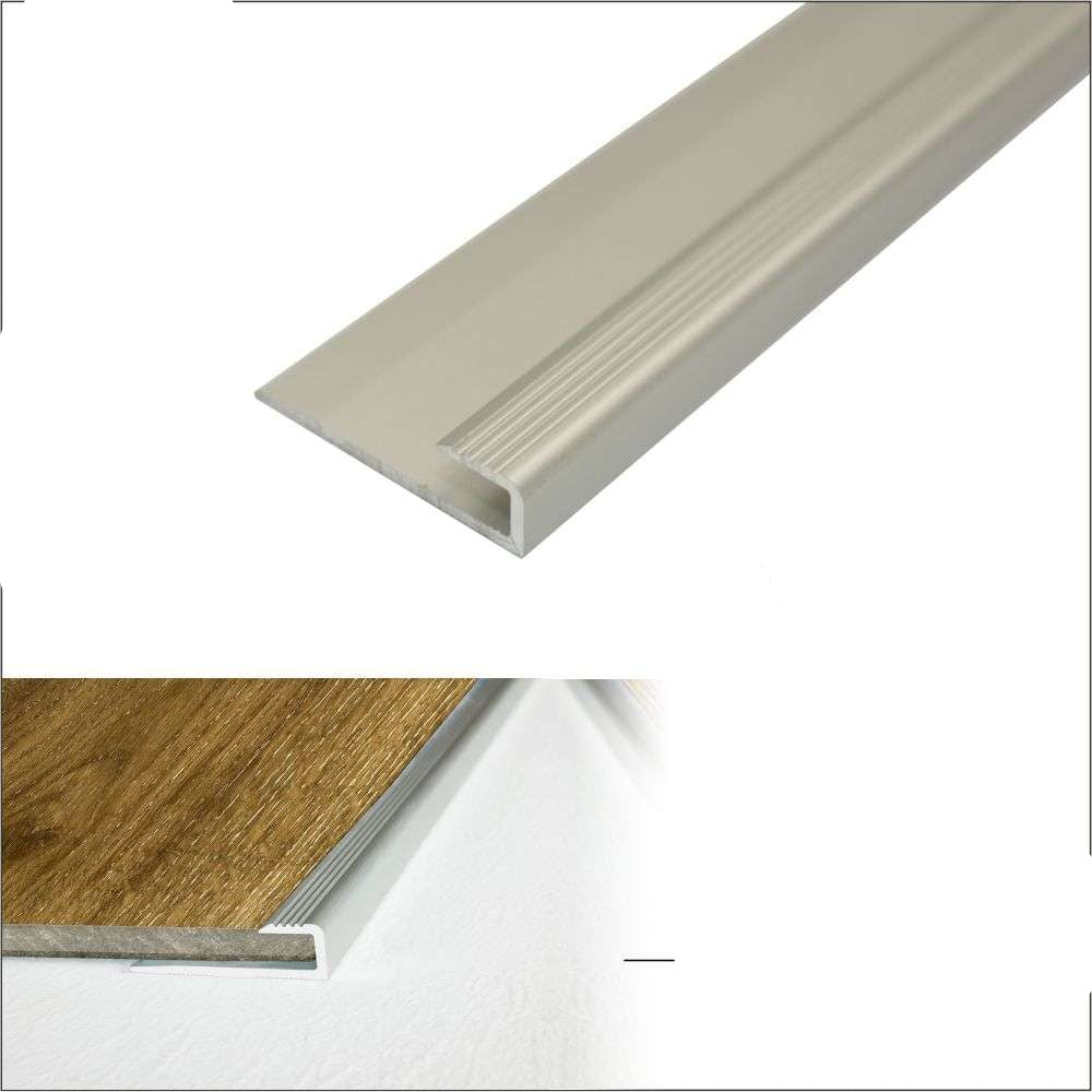 C63 Anodised Aluminium LVT U-Shape Edging Profile – 5mm Flooring Silver