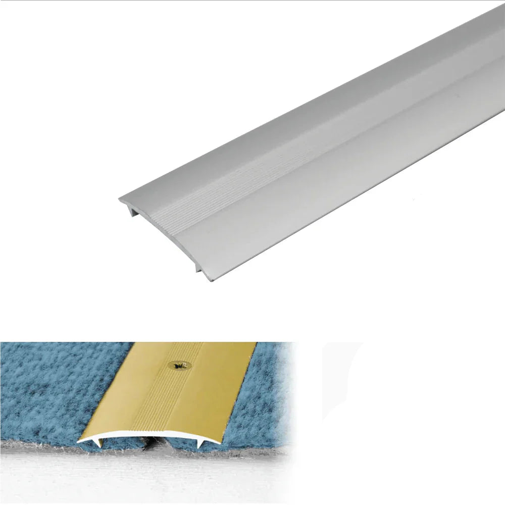 C68 36mm Anodised Aluminium Carpet Cover Strip Profile Silver