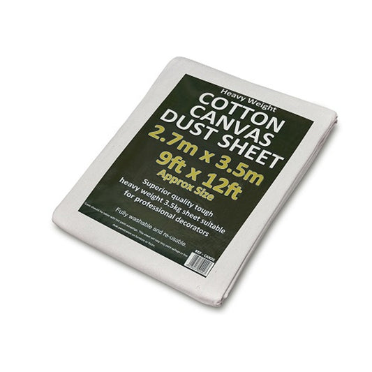 Cotton Canvas Dust Sheet – Heavy-Duty Painter’s Protective Cover (2.7m x 3.6m, 3.5kg)