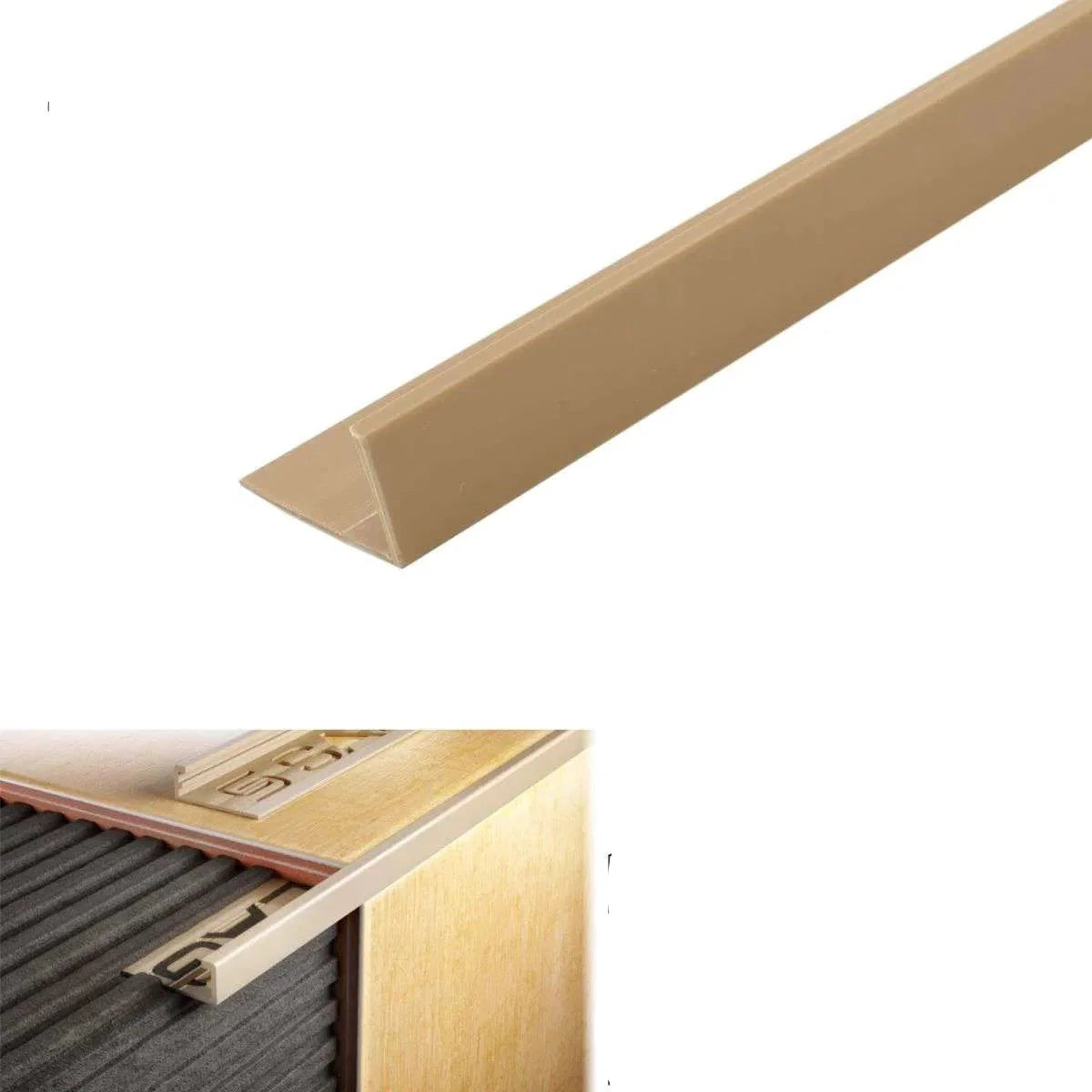 PVC L-Shaped Tile Edge Trim – 8mm, 10mm, 12.5mm Depth Carmel