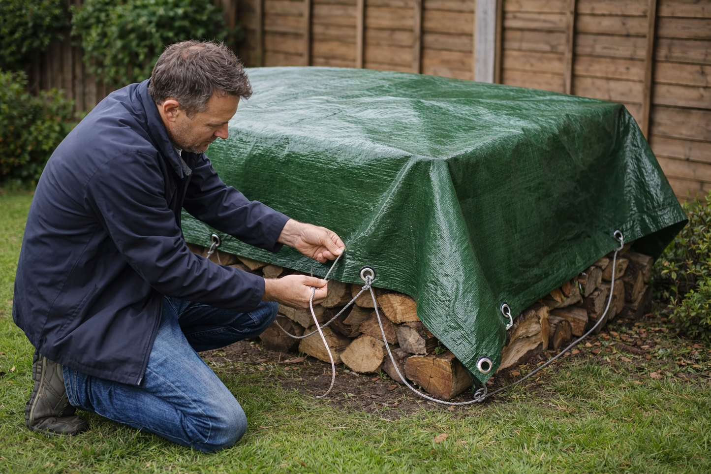 140gsm Waterproof Tarpaulin Green/Silver – Heavy-Duty Cover