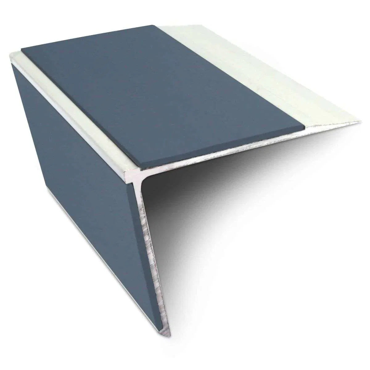 NSL28 DDA Compliant Aluminium Stair Nosing 75x58mm – Non-Slip Edge Trim with PVC Insert cobalt blue