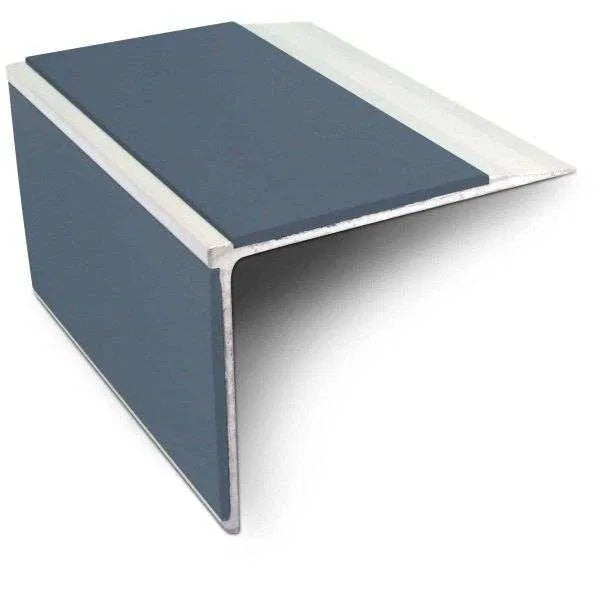 NSL27 DDA Compliant Aluminium Stair Nosing 75x58mm – Non Slip Edge Trim with PVC Insert cobalt blue