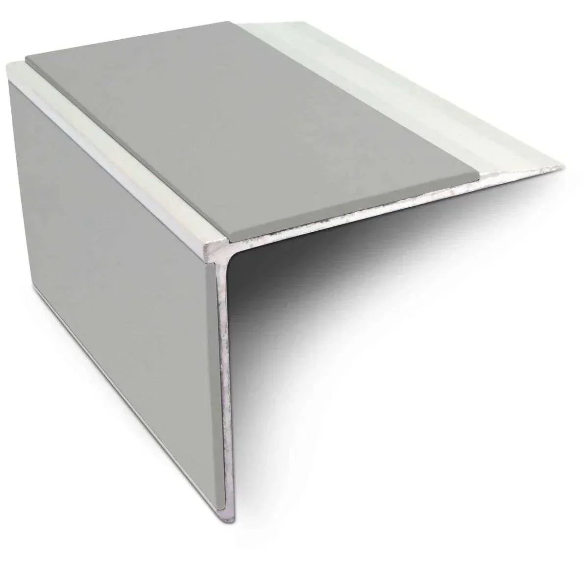 NSL27 DDA Compliant Aluminium Stair Nosing 75x58mm – Non Slip Edge Trim with PVC Insert Dolphin Grey