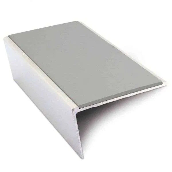 NSL02 57 x 32mm Aluminium Non Slip Stair Nosing Rakeback Edge Trim With Pvc Insert Dolphin Grey