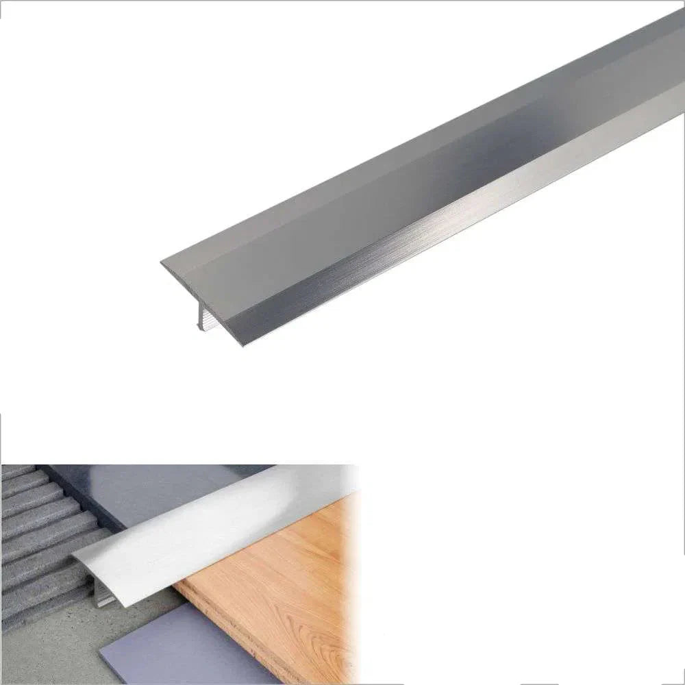 A54 13mm Anodised Aluminium T-Bar Threshold Strip for Tile Joins Electro Polished