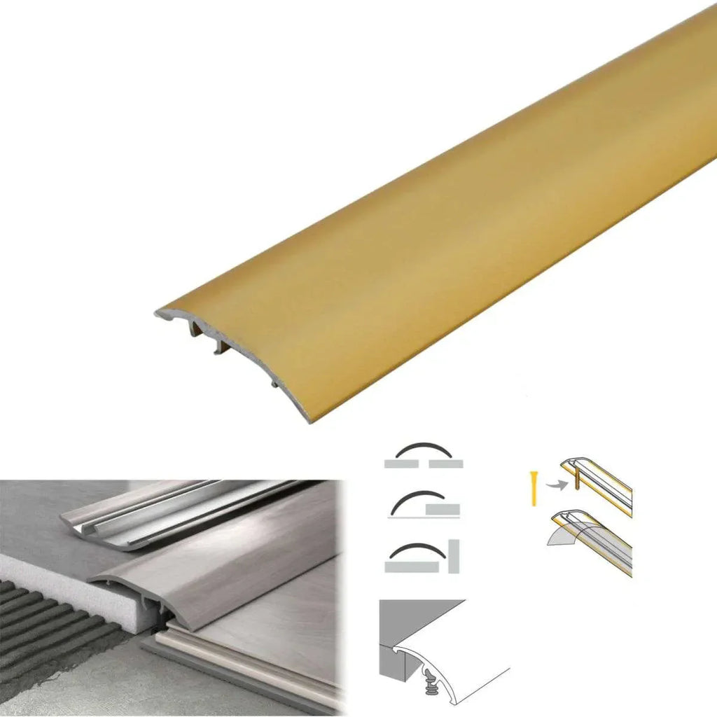 S16 Aluminium Door Bar floor Trim Threshold Cover Strip T bar Adjustable Gold