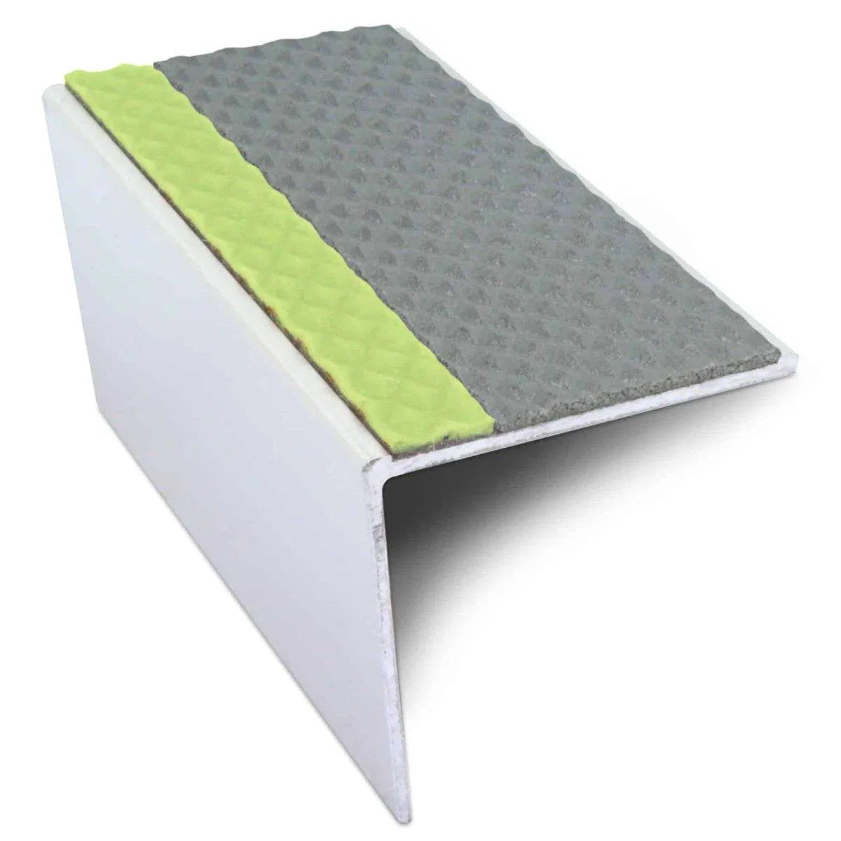 ASL20 57x55mm TredSafe DDA Compliant Aluminium Non Slip Stair Nosing Edge Trim With Pvc Insert Dolphin Grey Tredsafe