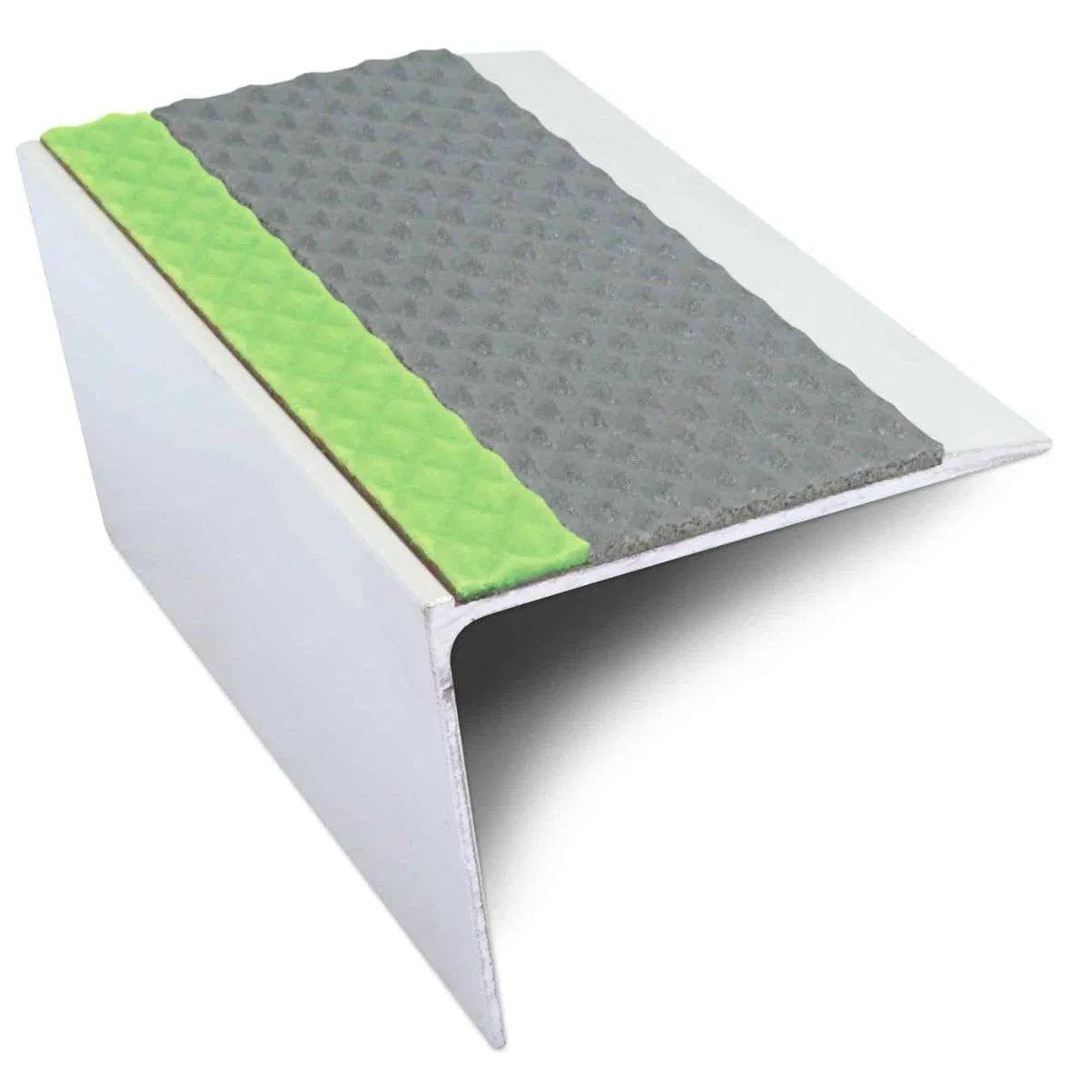 ASL26 67x55mm Tredsafe DDA Compliant Aluminium Non Slip Stair Nosing Edge Trim With Pvc Insert Dolphin Grey Tredsafe