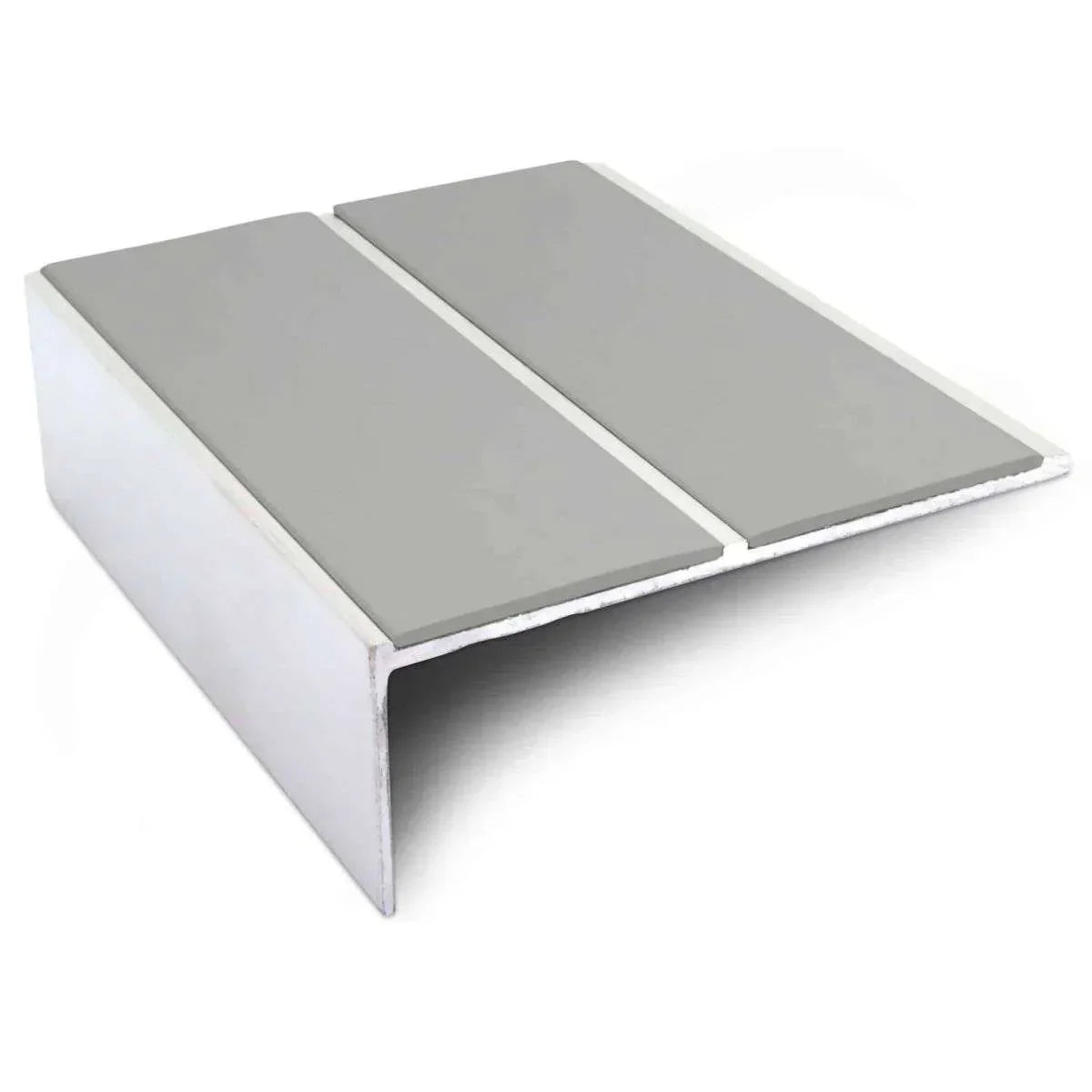 NSL09 85 x 32mm Aluminium Non Slip Stair Nosing Edge Trim With Pvc Insert Dolphin Grey