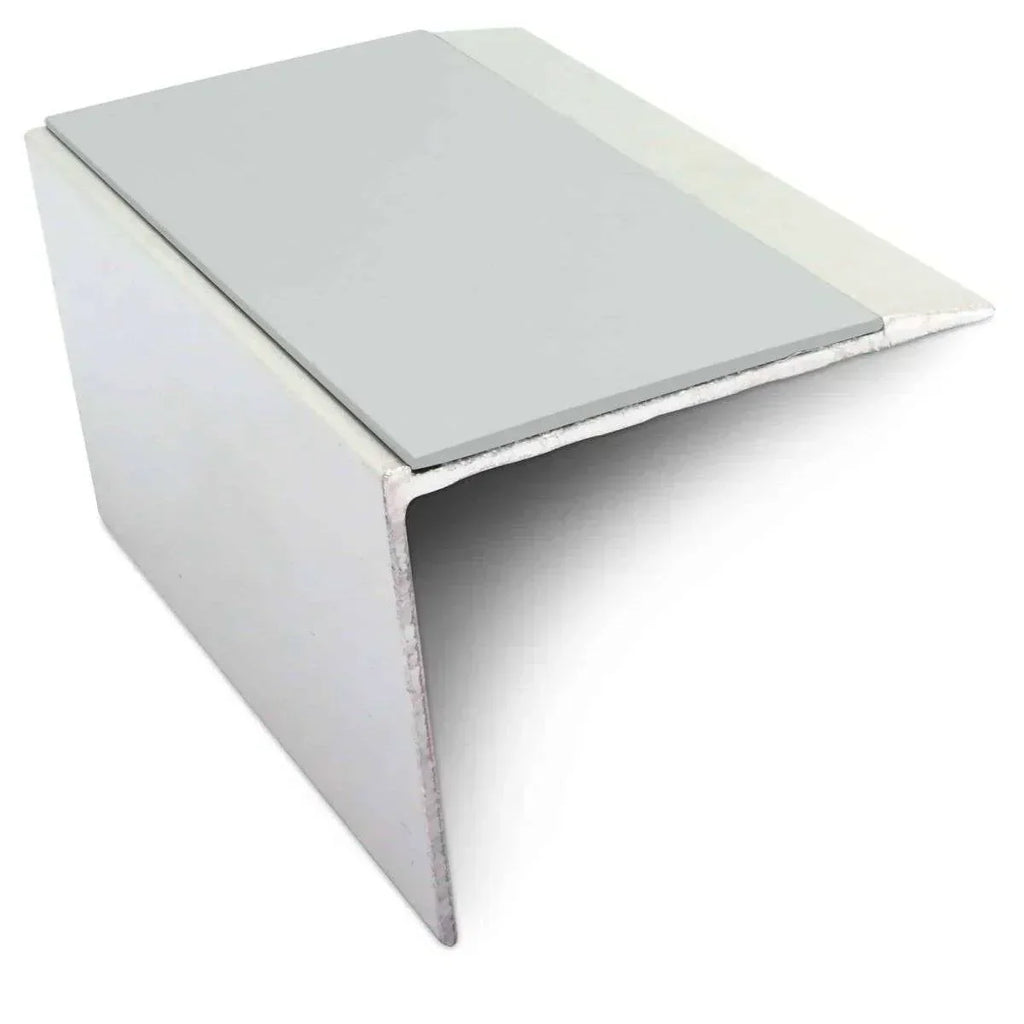 NSL21 67 x 55mm Aluminium Stair Nosing with PVC Anti-Slip & DDA Compliance Ice Grey