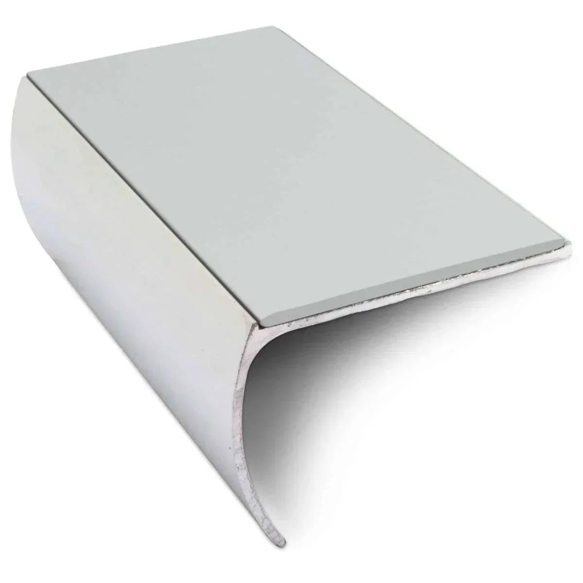 NSL03 57 x 40mm Aluminium Non Slip Stair Nosing Bullnose Edge Trim With Pvc Insert Ice Grey